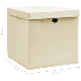 vidaXL Storage Boxes with Lid 10 pcs Cream 32x32x32 cm Fabric - Giant Lobelia