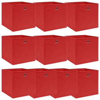 vidaXL Storage Boxes 10 pcs Red 32x32x32 cm Fabric - Giant Lobelia