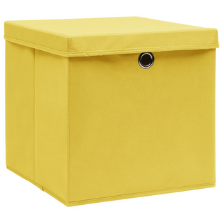 vidaXL Storage Boxes with Lids 4 pcs Yellow 32x32x32 cm Fabric - Giant Lobelia