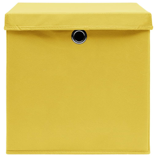 vidaXL Storage Boxes with Lids 4 pcs Yellow 32x32x32 cm Fabric - Giant Lobelia