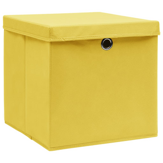 vidaXL Storage Boxes with Lids 10 pcs Yellow 32x32x32 cm Fabric - Giant Lobelia