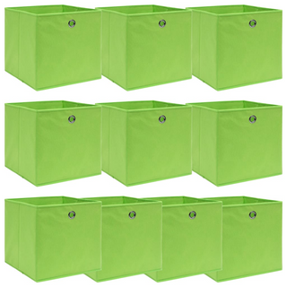 vidaXL Storage Boxes 10 pcs Green 32x32x32 cm Fabric - Giant Lobelia