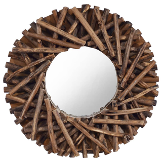 vidaXL Wall Mirror 40 cm Teak Round - Giant Lobelia