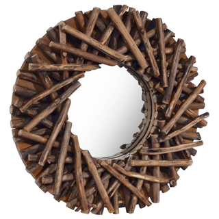 vidaXL Wall Mirror 40 cm Teak Round - Giant Lobelia