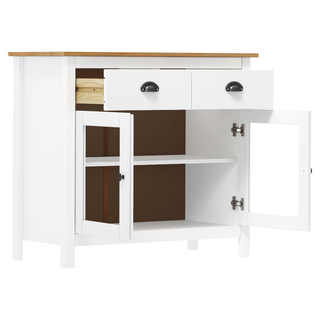 Sideboard Hill White 90x40x80 cm Solid Pine Wood - Giant Lobelia