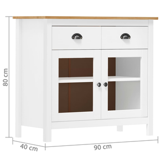 Sideboard Hill White 90x40x80 cm Solid Pine Wood - Giant Lobelia