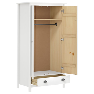 2-Door Wardrobe Hill White 89x50x170 cm Solid Pine Wood - Giant Lobelia