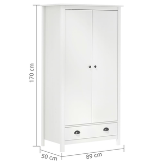 2-Door Wardrobe Hill White 89x50x170 cm Solid Pine Wood - Giant Lobelia