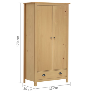 2-Door Wardrobe Hill 89x50x170 cm Solid Pine Wood - Giant Lobelia