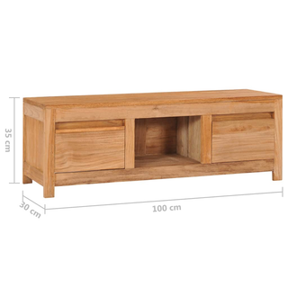 vidaXL TV Cabinet 100x30x35 cm Solid Teak Wood - Giant Lobelia