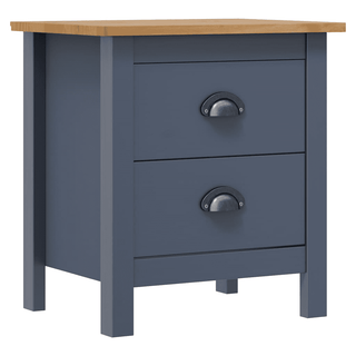 Bedside Cabinet Hill Grey - Solid Pine Wood - 2 Drawers - Giant Lobelia