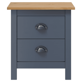 Bedside Cabinet Hill Grey - Solid Pine Wood - 2 Drawers - Giant Lobelia