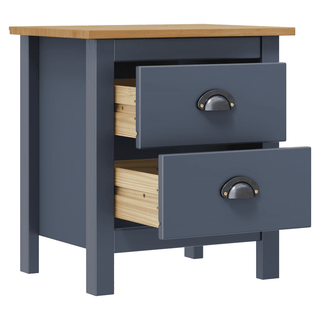 Bedside Cabinet Hill Grey - Solid Pine Wood - 2 Drawers - Giant Lobelia