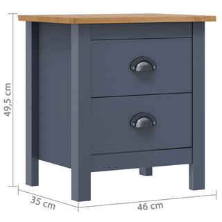 Bedside Cabinet Hill Grey - Solid Pine Wood - 2 Drawers - Giant Lobelia