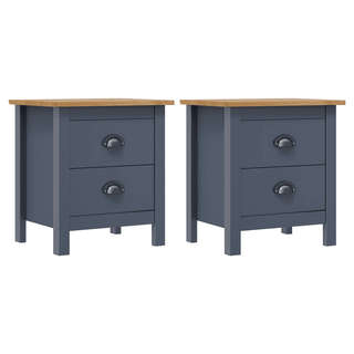 Bedside Cabinets Hill 2pcs Grey | Pine Wood - Modern and Timeless Design - Giant Lobelia