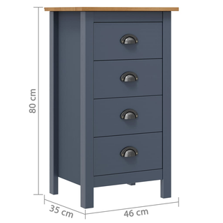 vidaXL Sideboard Hill Grey 46x35x80 cm Solid Pine Wood - Giant Lobelia