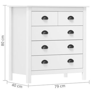 Sideboard Hill White 79x40x80 cm Solid Pine Wood - Giant Lobelia