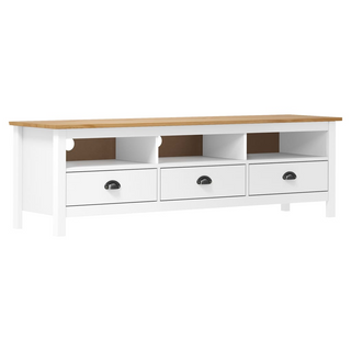 TV Cabinet Hill White 158x40x47 cm Solid Pine Wood - Giant Lobelia