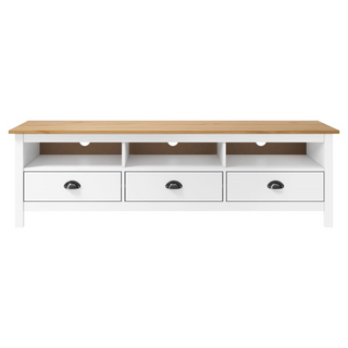 TV Cabinet Hill White 158x40x47 cm Solid Pine Wood - Giant Lobelia