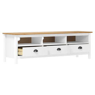 TV Cabinet Hill White 158x40x47 cm Solid Pine Wood - Giant Lobelia