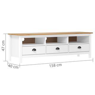 TV Cabinet Hill White 158x40x47 cm Solid Pine Wood - Giant Lobelia