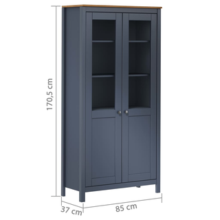 Highboard Hill Grey 85x37x170.5 cm Solid Pine Wood - Giant Lobelia