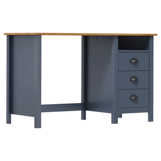 Desk Hill with 3 Drawers Grey 120x50x74 cm Solid Pine Wood - Giant Lobelia