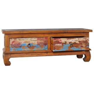 TV Cabinet 110x35x40 cm Reclaimed Teak Wood - Giant Lobelia