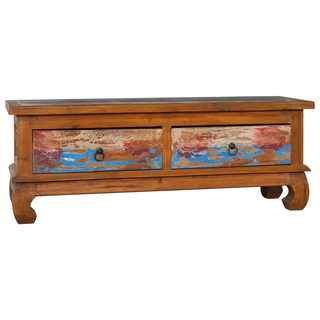 TV Cabinet 110x35x40 cm Reclaimed Teak Wood - Giant Lobelia