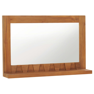 vidaXL Wall Mirror with Shelf 60x12x40 cm Solid Teak Wood - Giant Lobelia