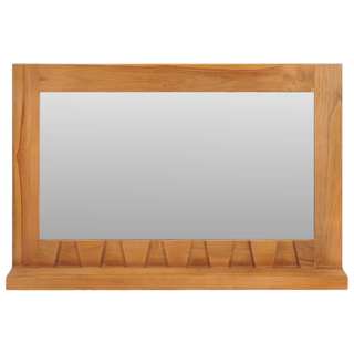 vidaXL Wall Mirror with Shelf 60x12x40 cm Solid Teak Wood - Giant Lobelia