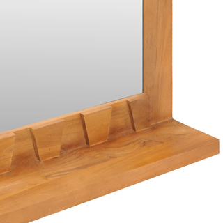 vidaXL Wall Mirror with Shelf 60x12x40 cm Solid Teak Wood - Giant Lobelia