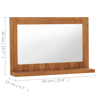 vidaXL Wall Mirror with Shelf 60x12x40 cm Solid Teak Wood - Giant Lobelia