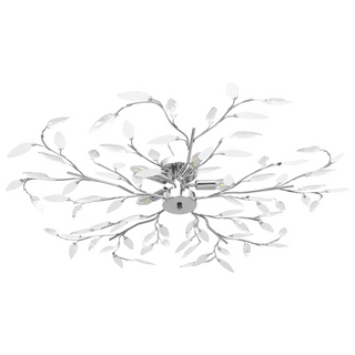 Ceiling Lamp with Acrylic Crystal Leaf Arms for 5 E14 Bulbs White - Giant Lobelia