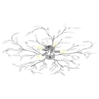 Ceiling Lamp with Acrylic Crystal Leaf Arms for 5 E14 Bulbs White - Giant Lobelia