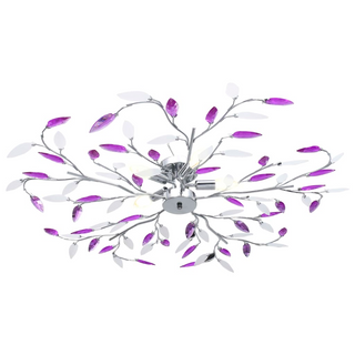 Ceiling Lamp with Acrylic Crystal Leaf Arms for 5 E14 Bulbs Purple - Giant Lobelia