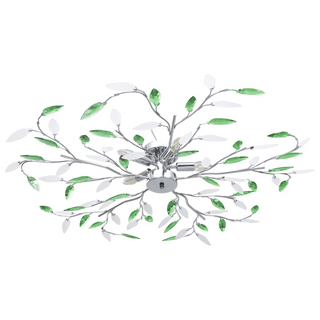 Ceiling Lamp with Acrylic Crystal Leaf Arms for 5 E14 Bulbs Green - Giant Lobelia