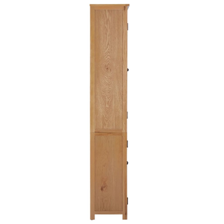 Bookcase with 4 Doors 90x35x200 cm Solid Oak Wood and Glass - Giant Lobelia