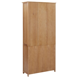 Bookcase with 4 Doors 90x35x200 cm Solid Oak Wood and Glass - Giant Lobelia