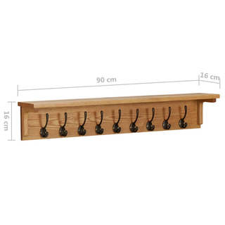 vidaXL Coat Rack 90x16x16 cm Solid Oak Wood - Giant Lobelia