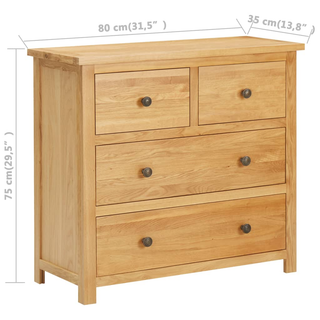 Chest of Drawers 80x35x75 cm Solid Oak Wood - Giant Lobelia