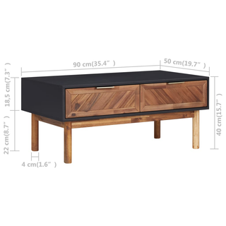 vidaXL Coffee Table 90x50x40 cm Solid Acacia Wood and MDF - Giant Lobelia