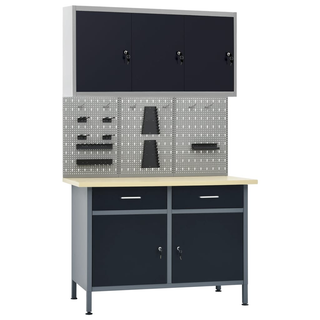 Workbench with Three Wall Panels and One Cabinet - Giant Lobelia