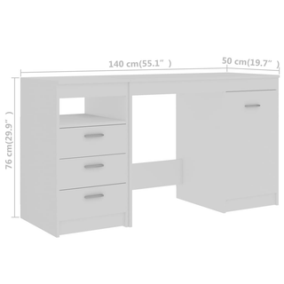 vidaXL Desk White 140x50x76 cm Engineered Wood - Giant Lobelia