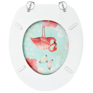 WC Toilet Seats with Lid 2 pcs MDF Flamingo Design - Giant Lobelia