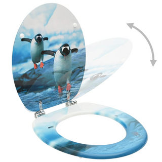 WC Toilet Seats with Lid 2 pcs MDF Penguin Design - Giant Lobelia