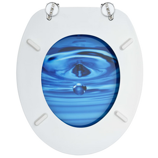 WC Toilet Seats with Lid 2 pcs MDF Blue Water Drop Design - Giant Lobelia