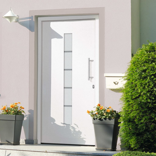 Front Door Aluminium and PVC White 100x210 cm - Giant Lobelia