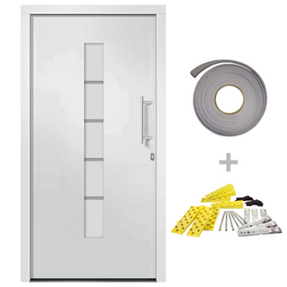 Front Door Aluminium and PVC White 100x210 cm - Giant Lobelia