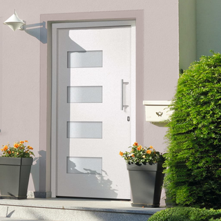 Front Door Aluminium and PVC White 100x200 cm - Giant Lobelia